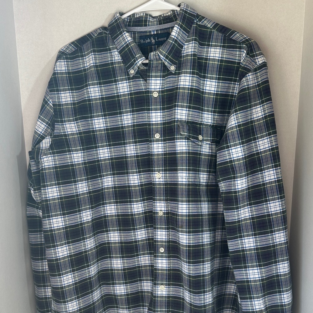 Ralph Lauren green and blue plaid button up shirt size extra large